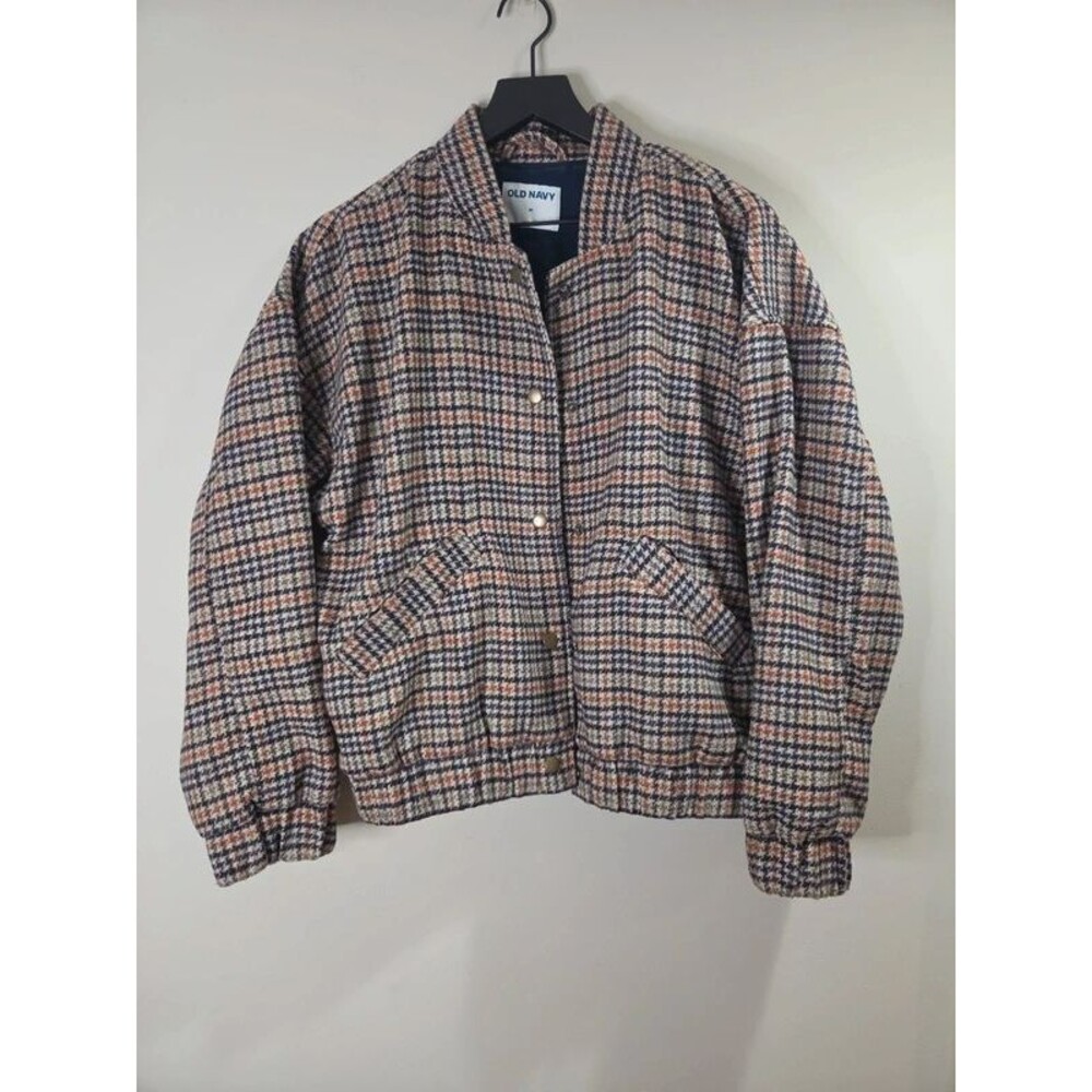 Womens Old Navy Houndstooth Bomber Jacket